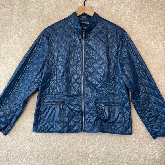 Chico's Jackets & Blazers - Chicos Quilted Zip Up Jacket Blue Size Large Lightweight Puffer Size 2